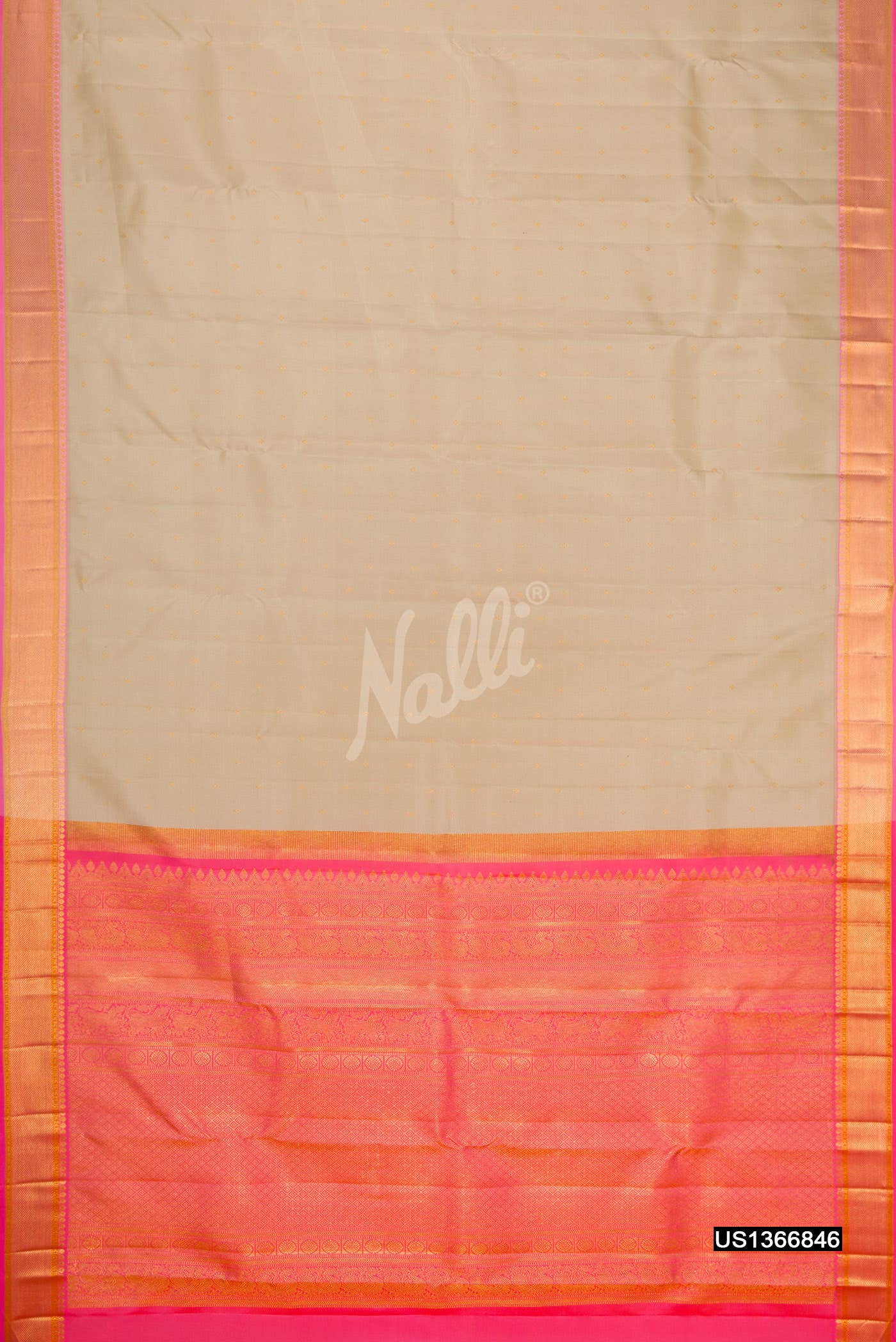 Beige Kanchipuram Silk Saree