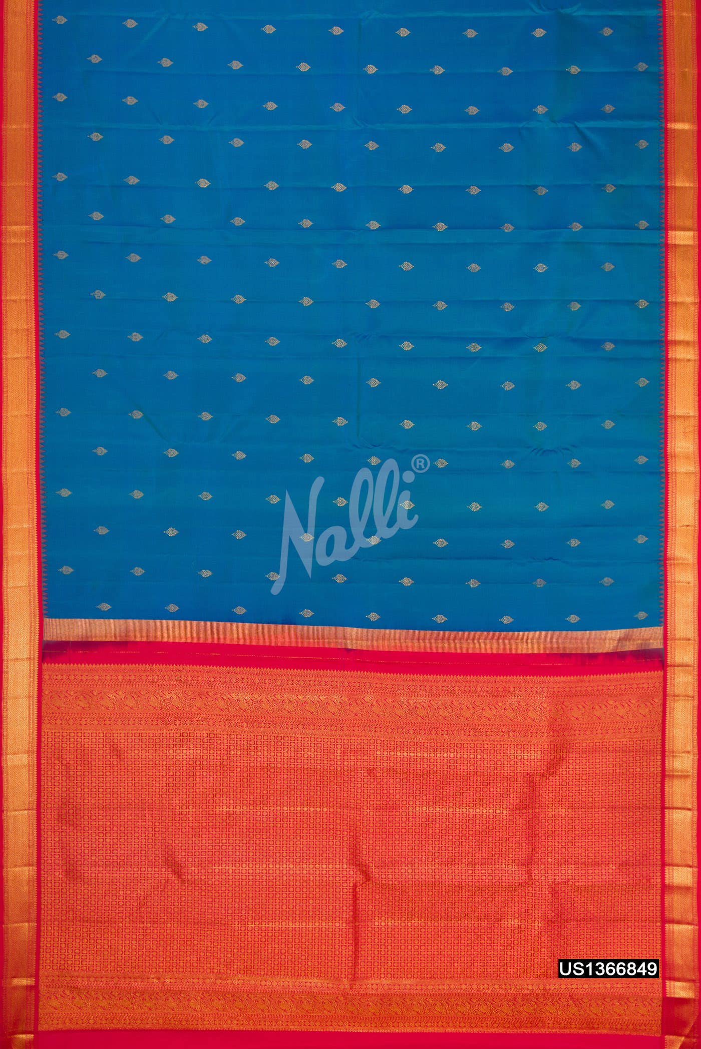 Peacock Blue Kanchipuram Silk Saree