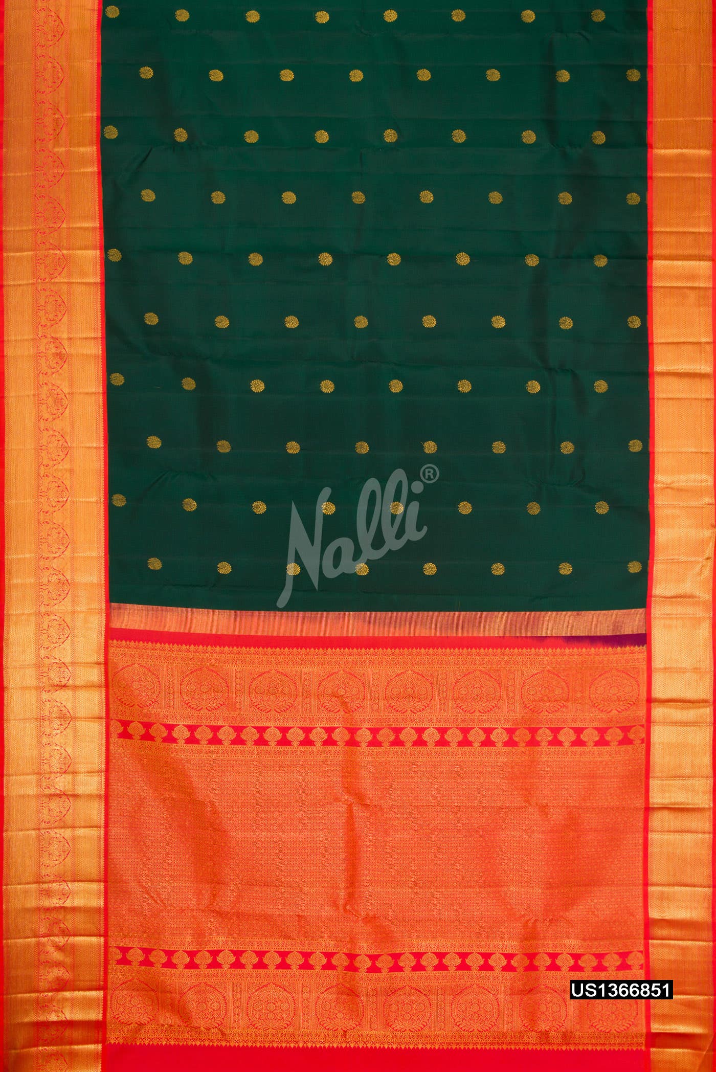 Bottle Green Kanchipuram Silk Saree