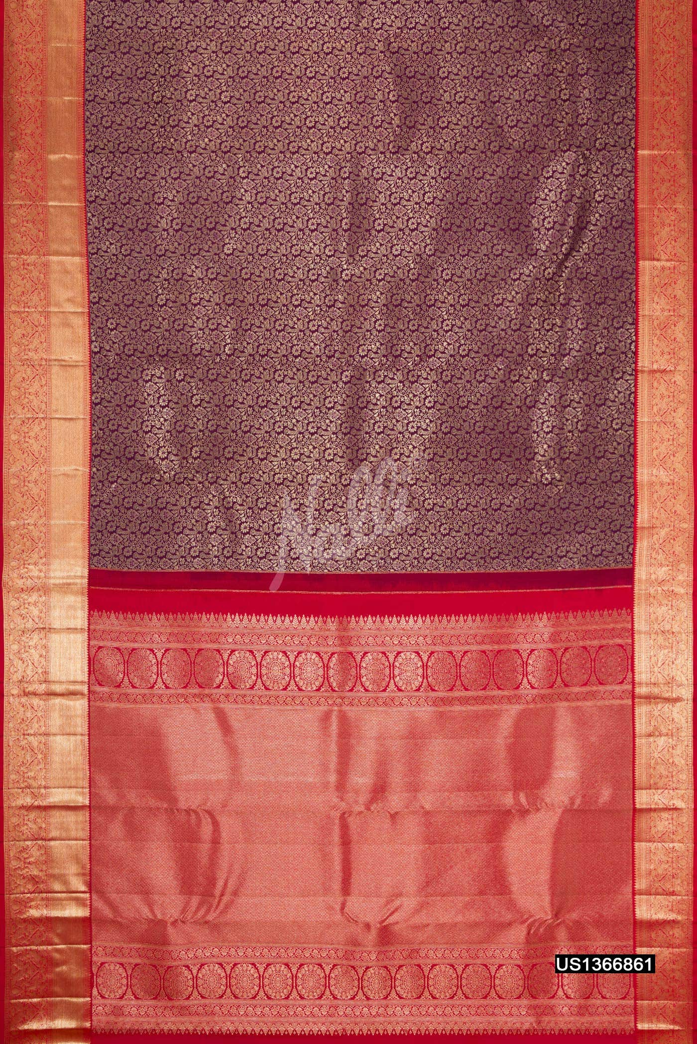Burgundy Kanchipuram Silk Saree