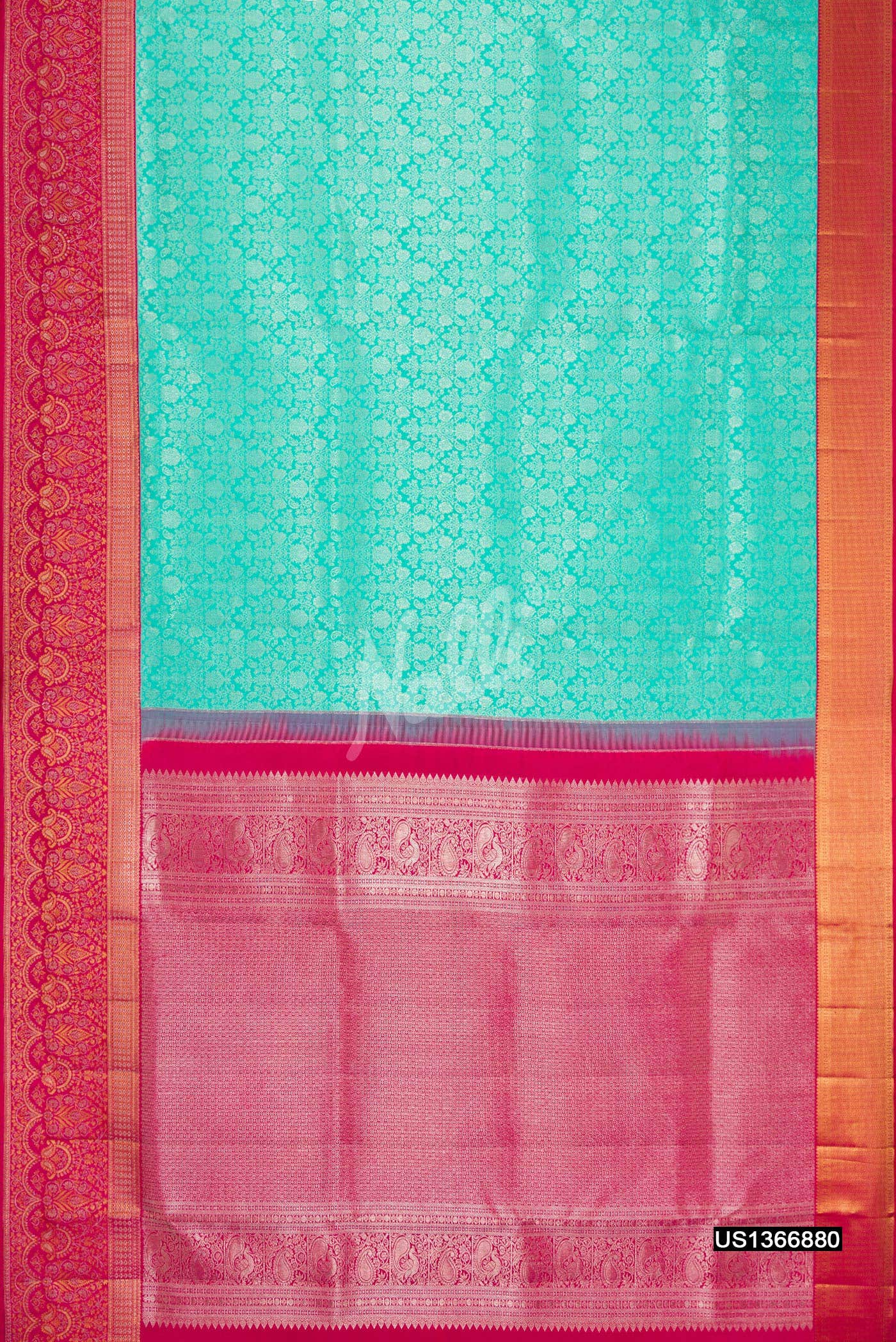 Sea Green Kanchipuram Tissue Silk Saree