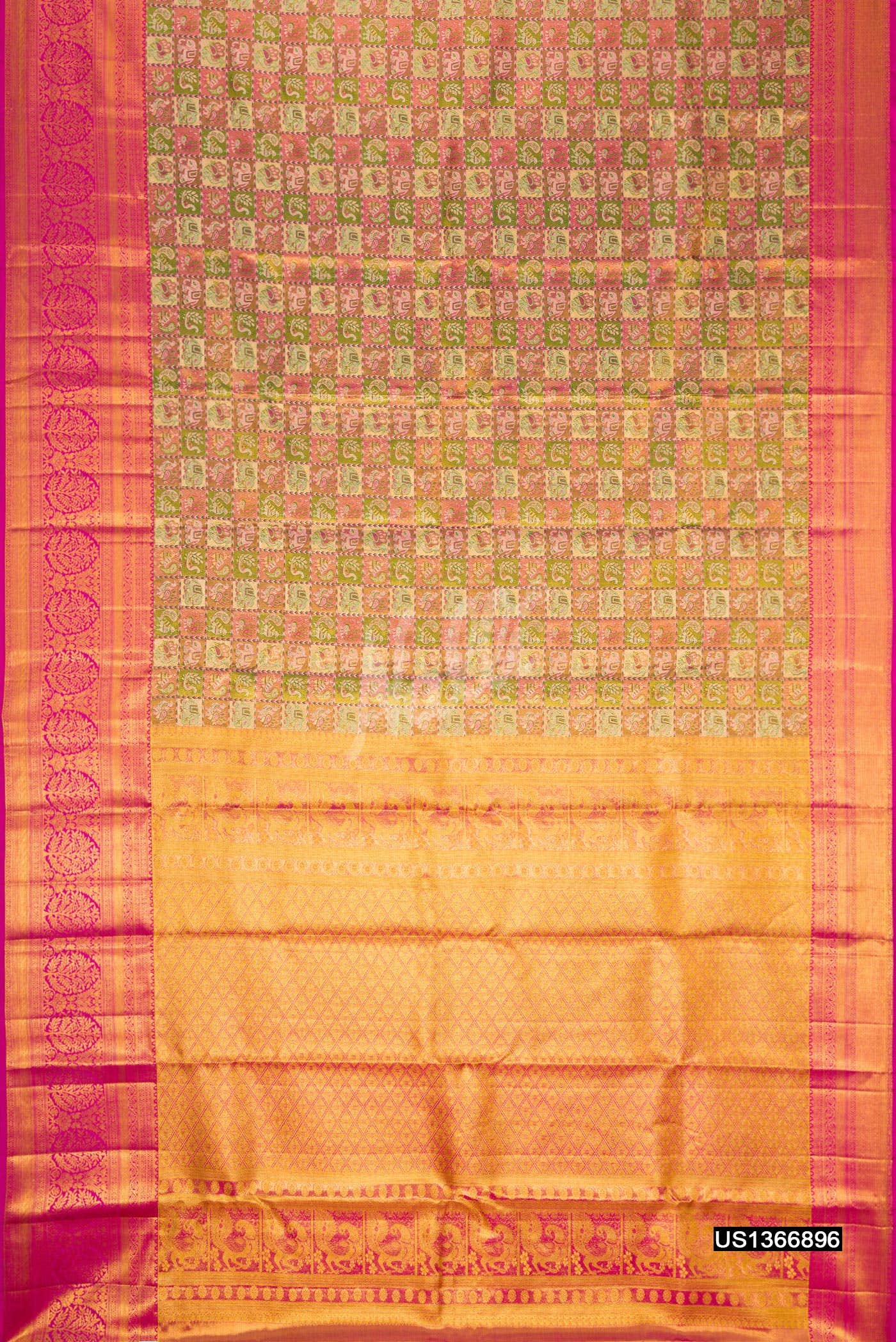 Green and Pink Kanchipuram Tissue Silk Saree