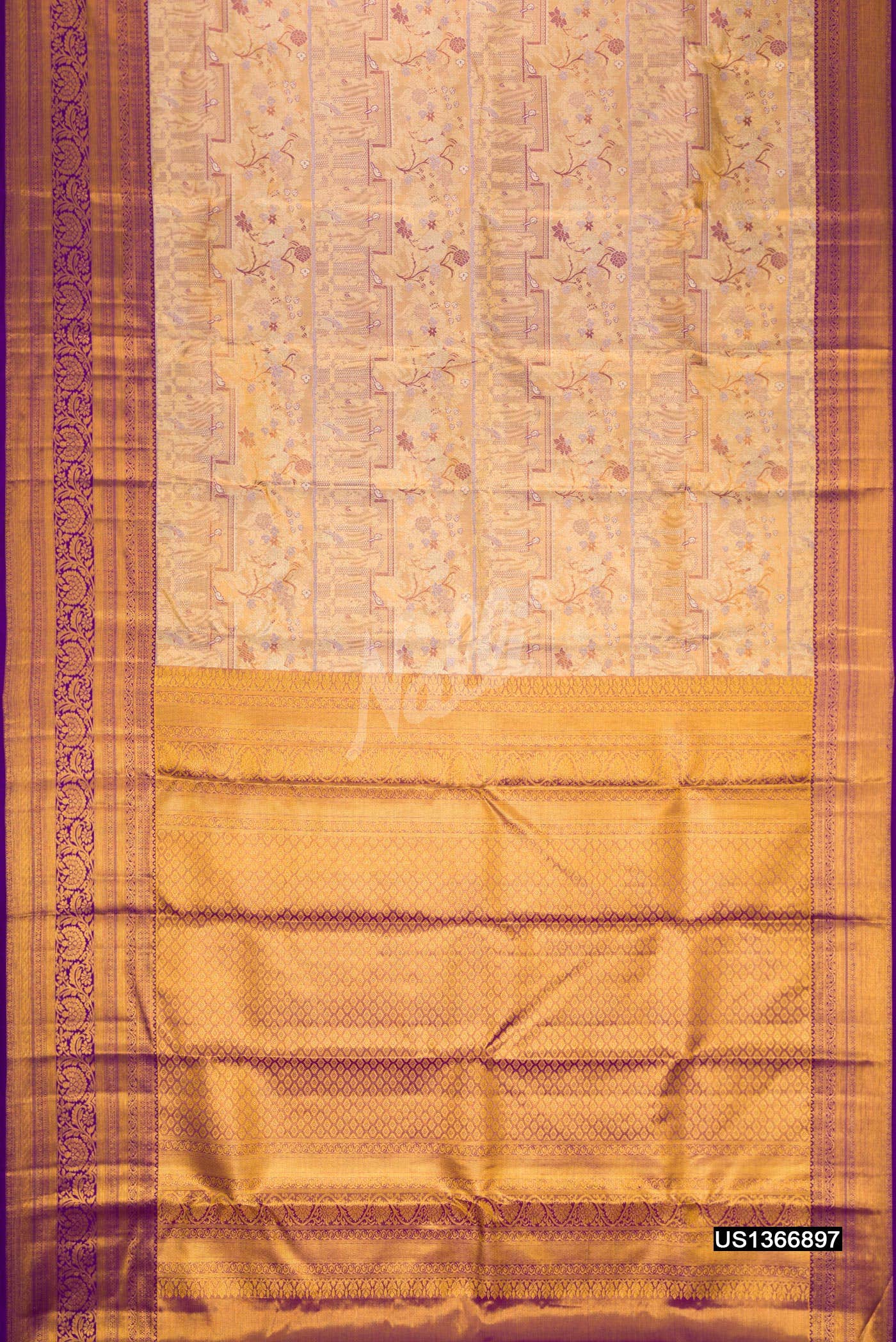 Sandal Kanchipuram Tissue Silk Saree