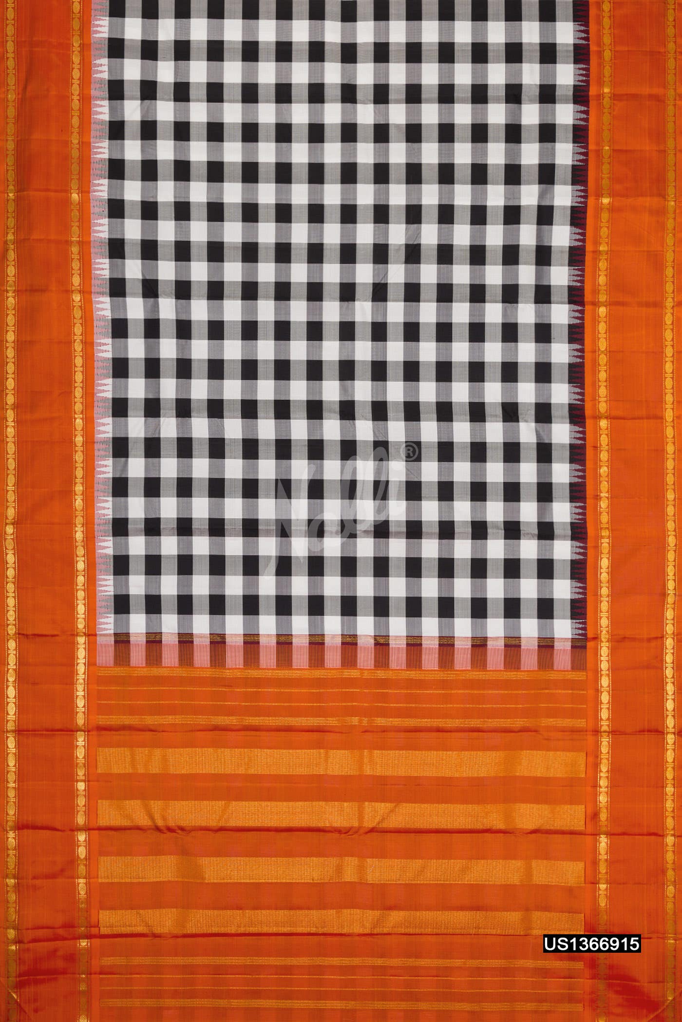 Off White and Black Kanchipuram Silk Saree