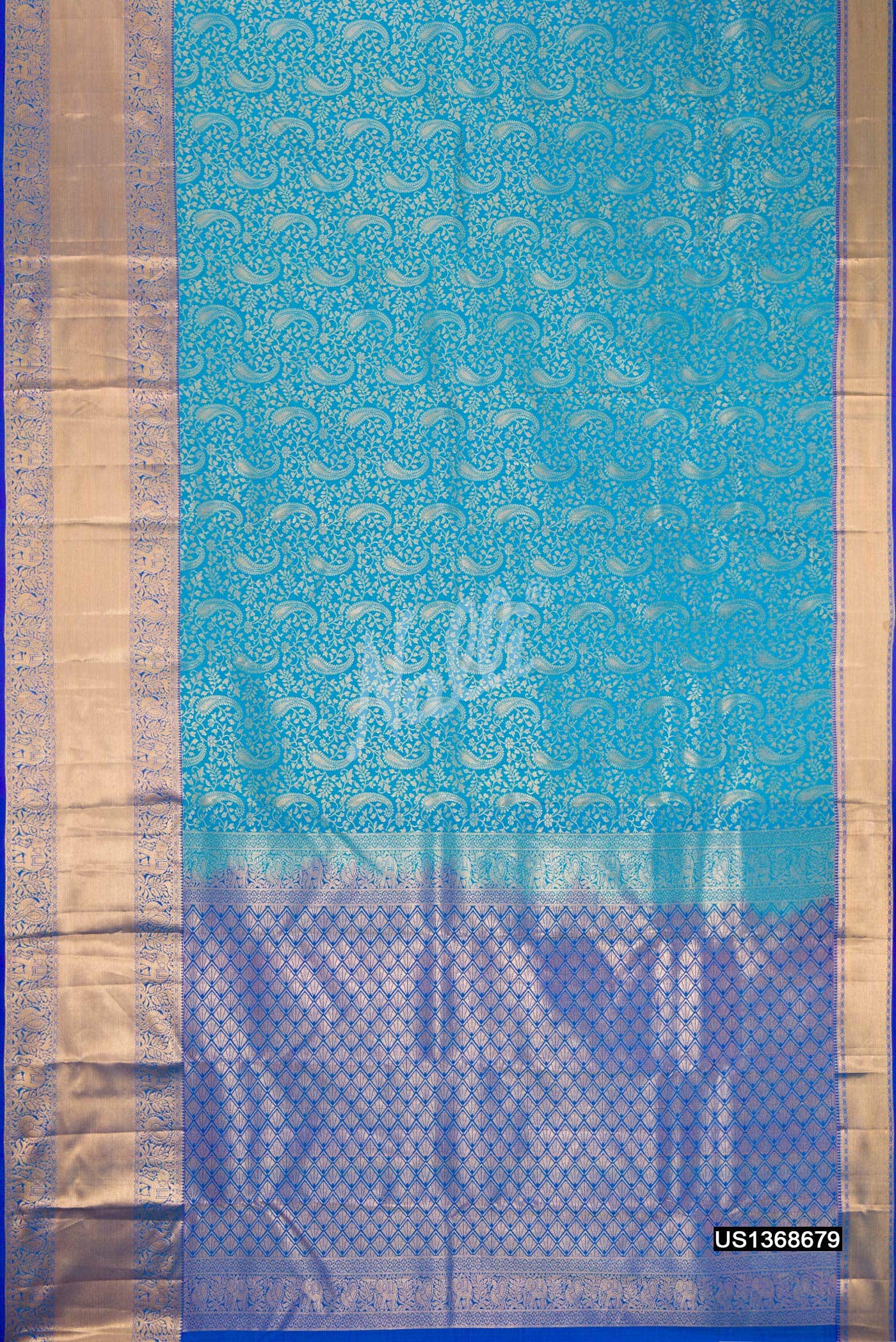 Sky Blue Kanchipuram Silk Saree