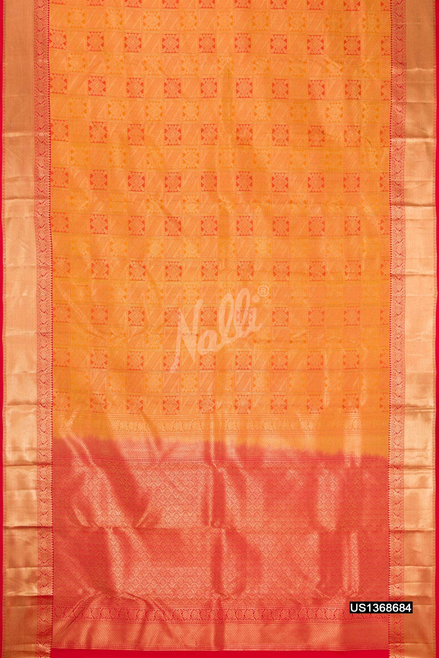 Orange Kanchipuram Silk Saree