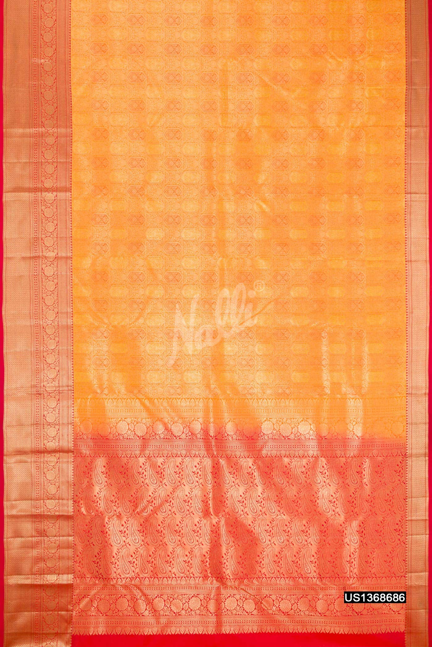 Mustard Kanchipuram Silk Saree