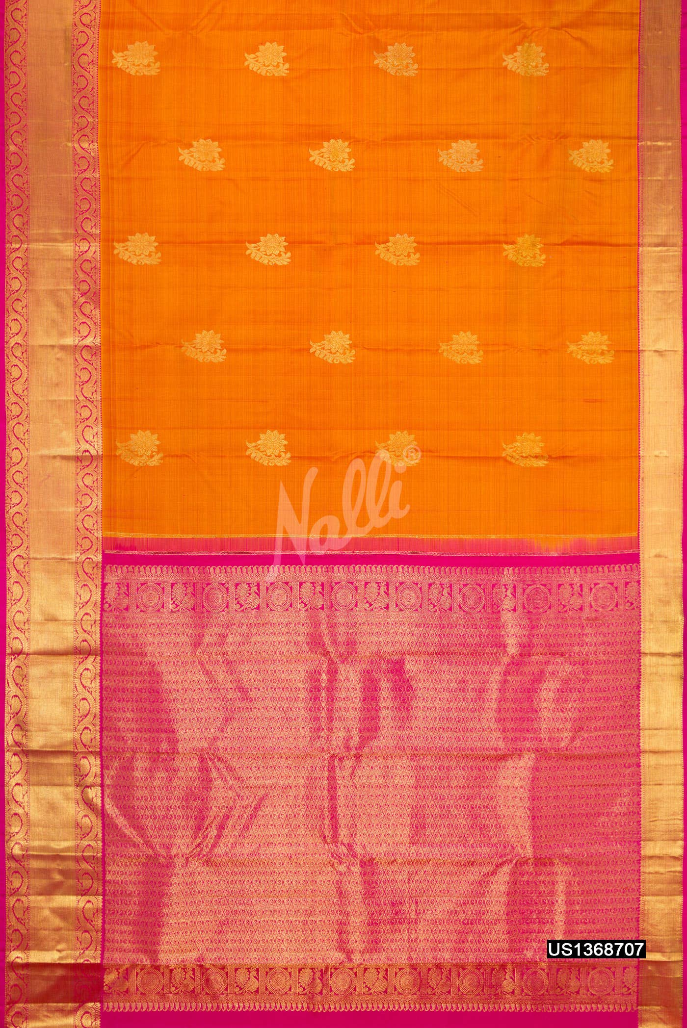 Mustard Kanchipuram Silk Saree