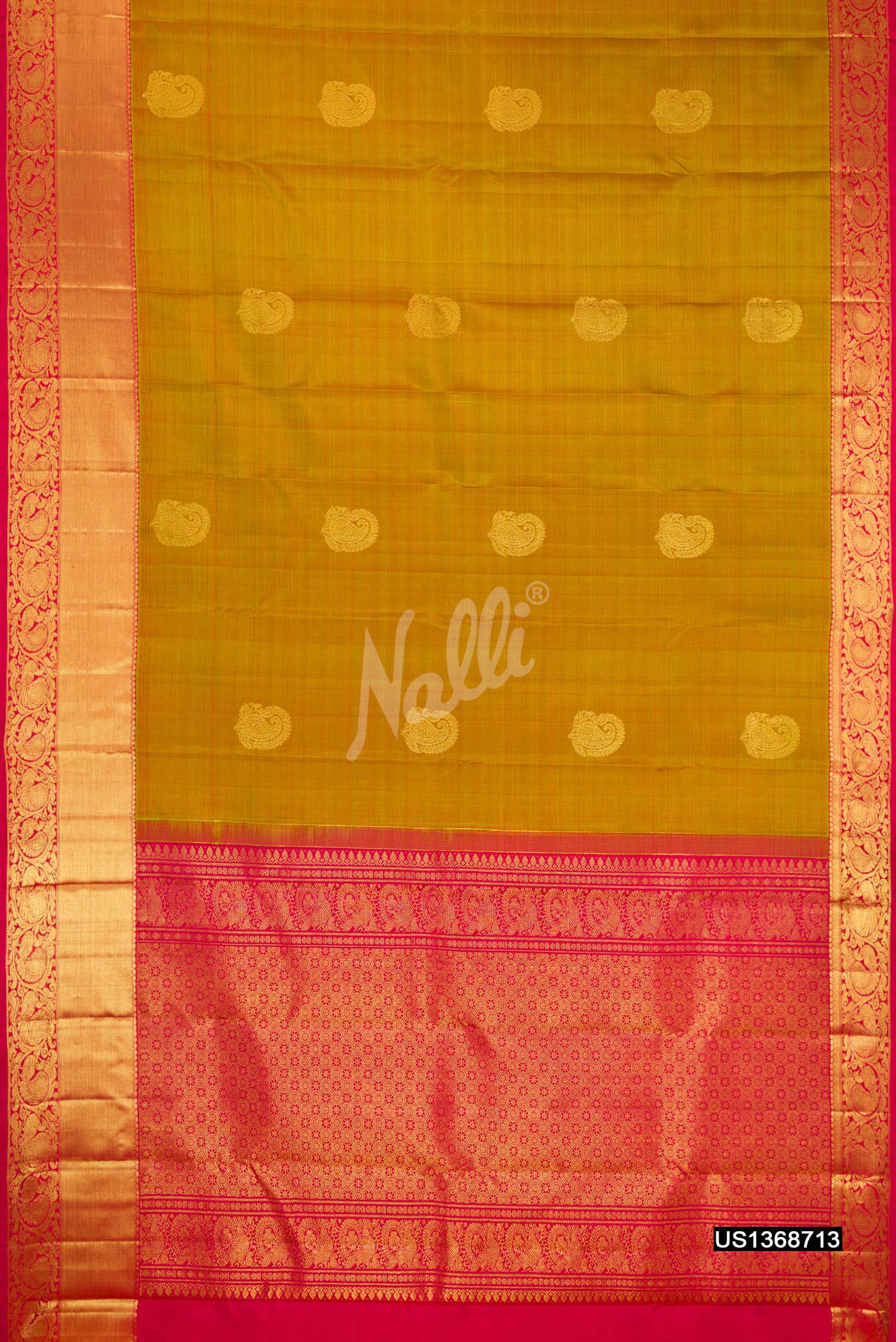 Mehandi Green Kanchipuram Silk Saree