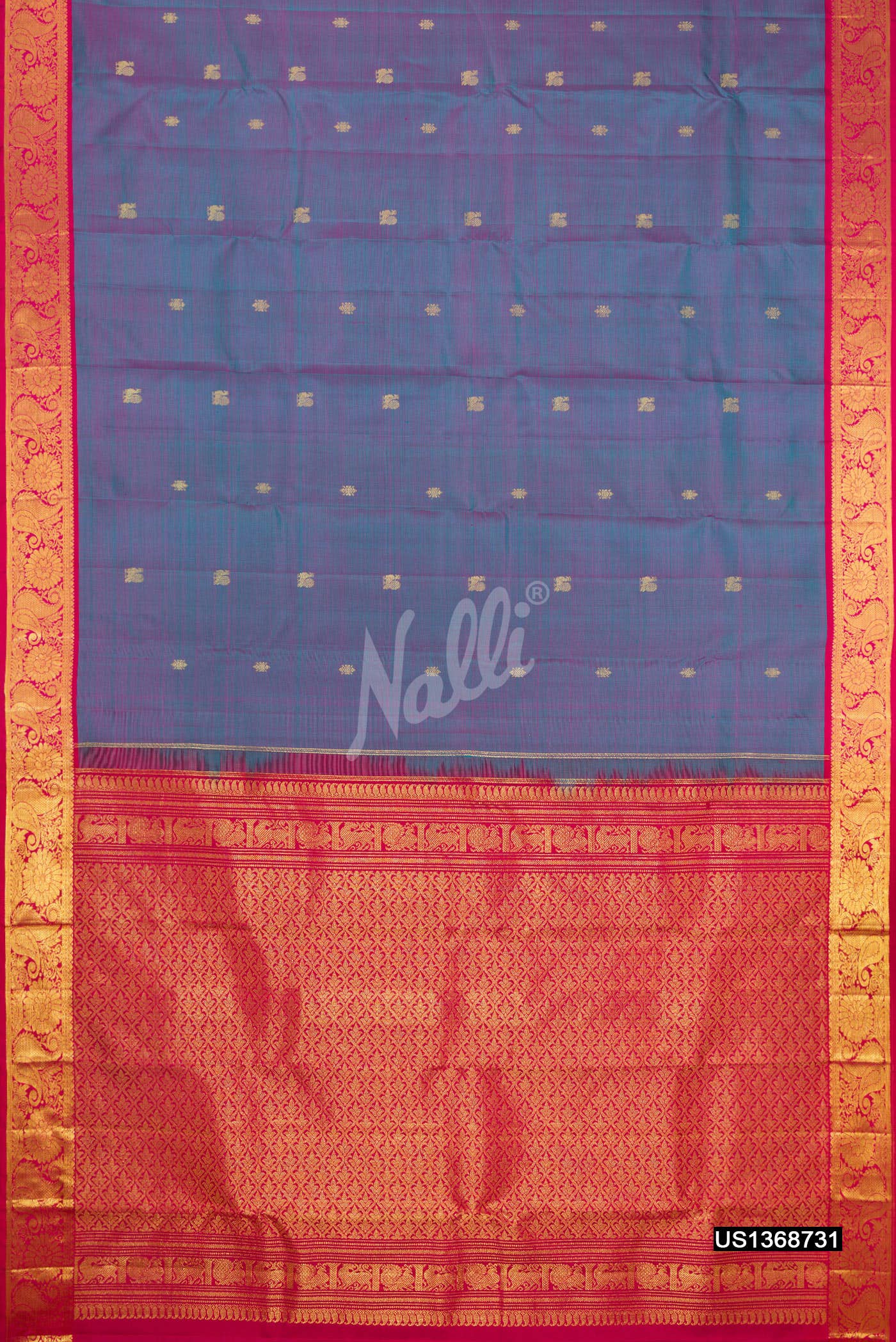 Peacock Blue Kanchipuram Silk Saree