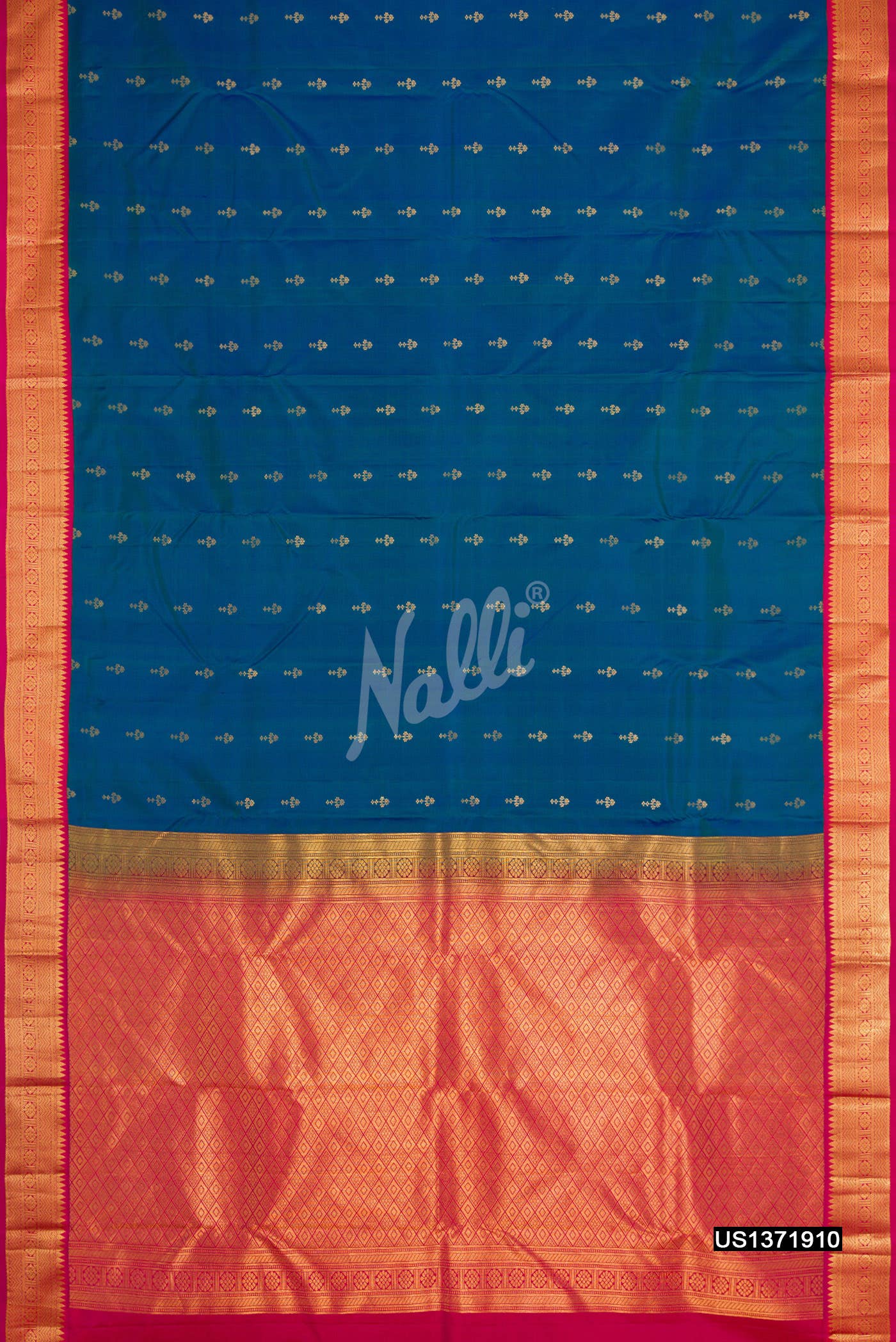 Peacock Blue Kanchipuram Silk Saree