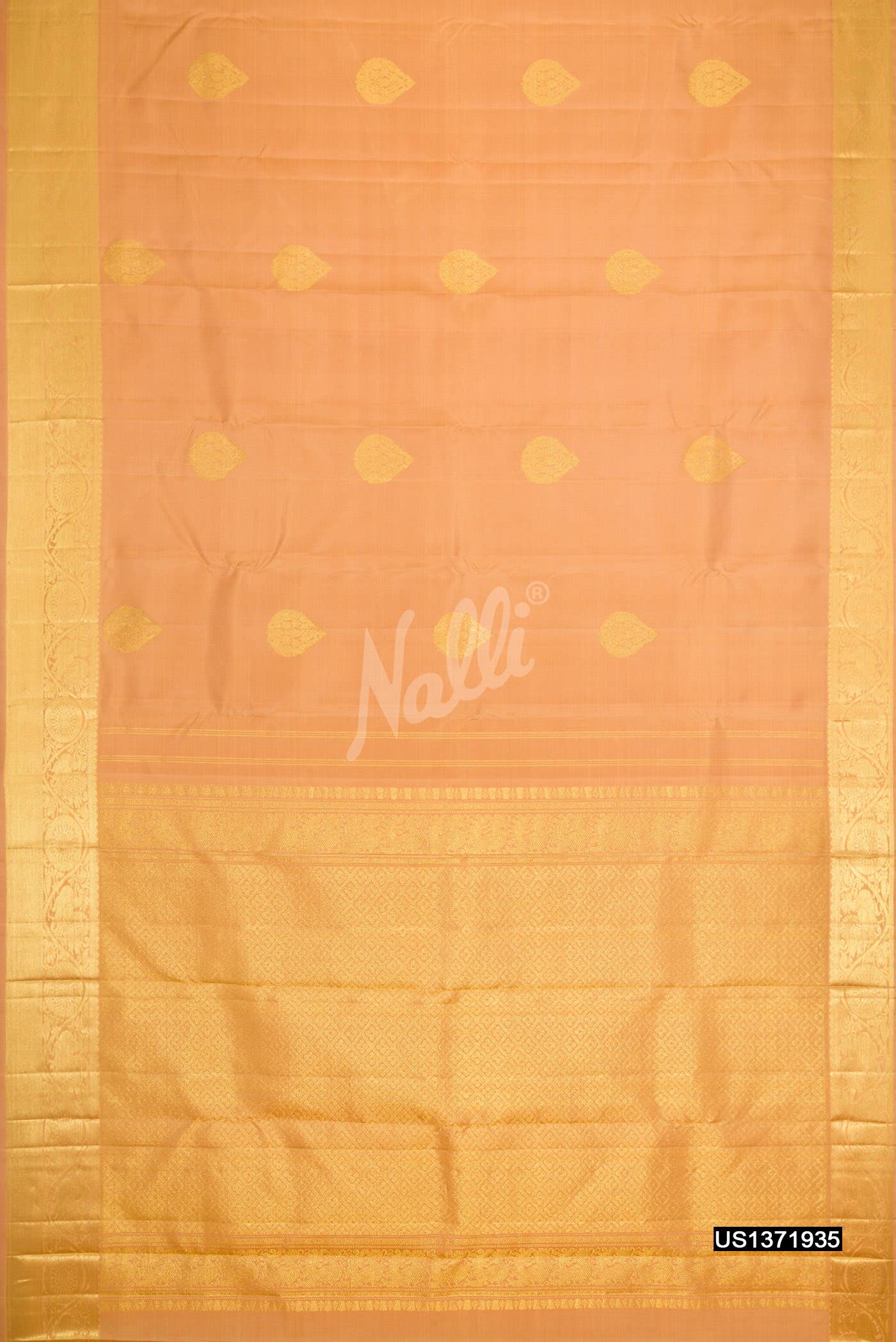 Golden Peach Kanchipuram Silk Saree