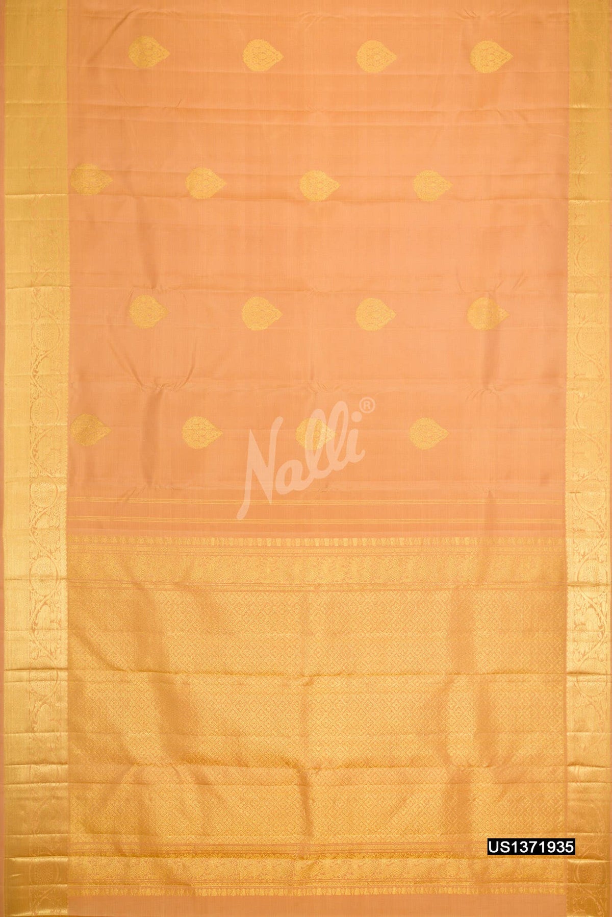 Golden Peach Kanchipuram Silk Saree