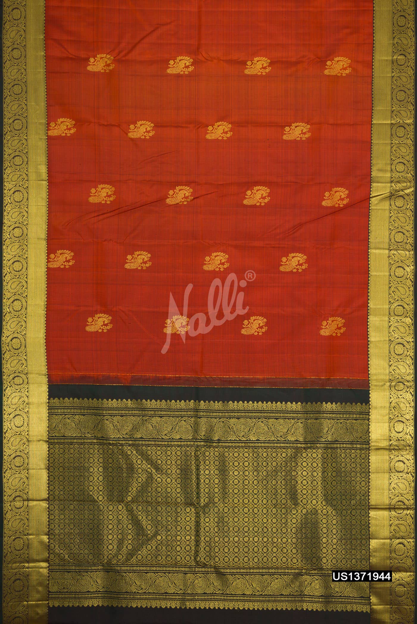 Brick Orange Kanchipuram Silk Saree