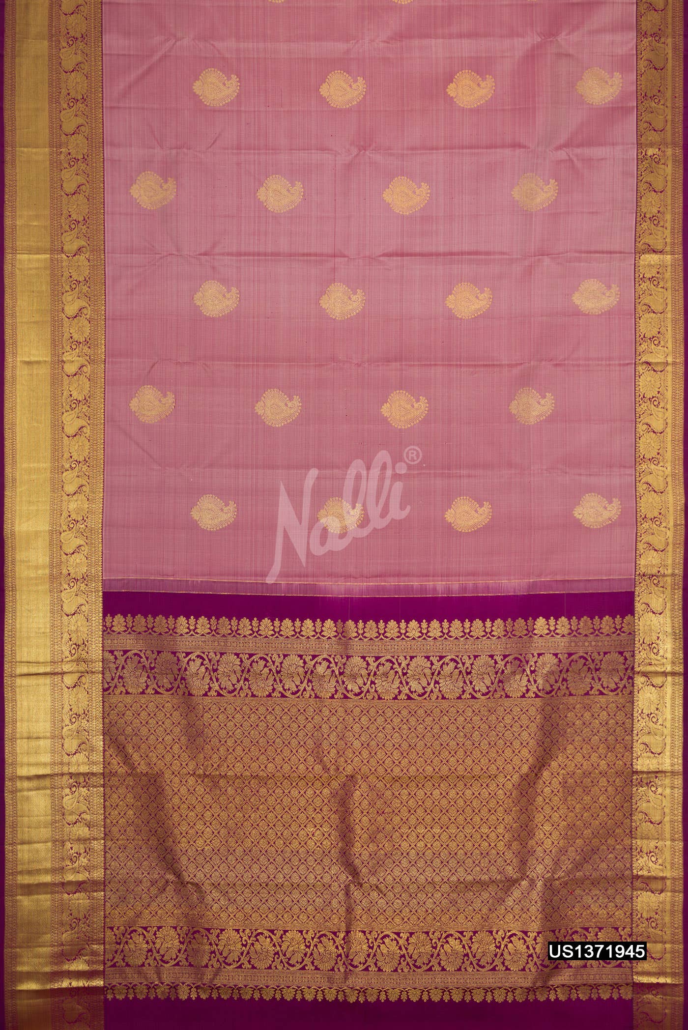 Rose Gold Kanchipuram Silk Saree