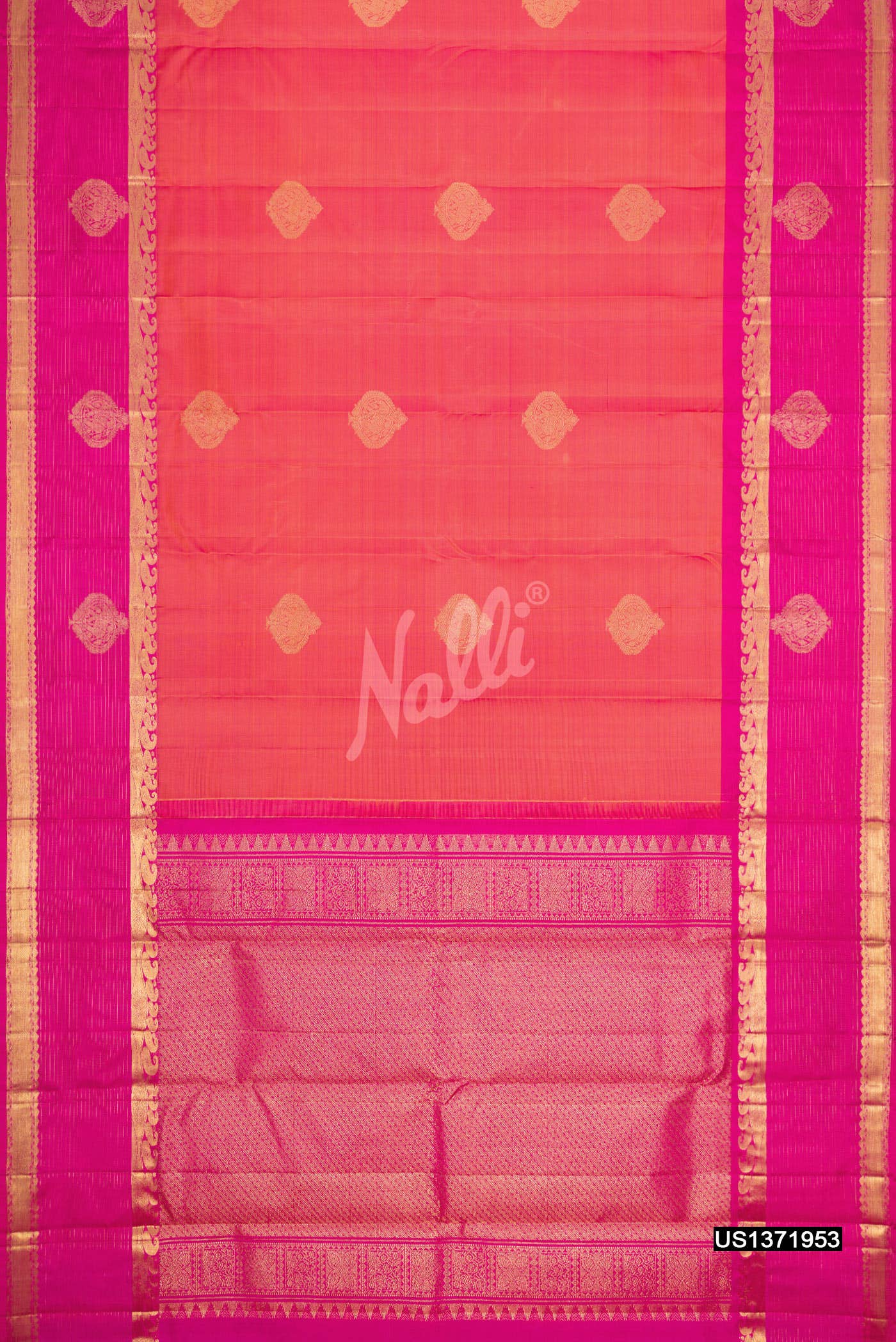 Coral Kanchipuram Silk Saree