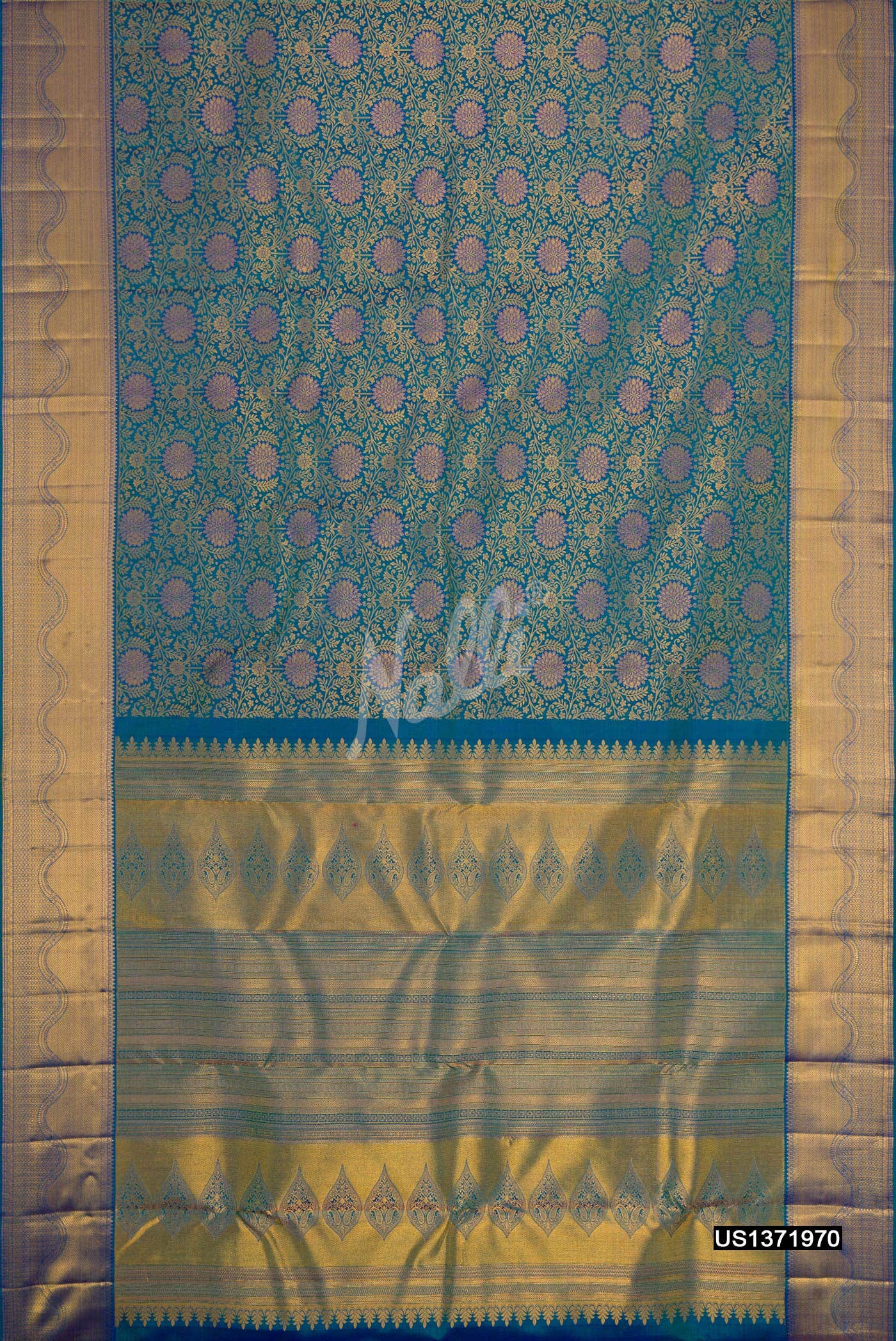 Peacock Blue Kanchipuram Silk Saree