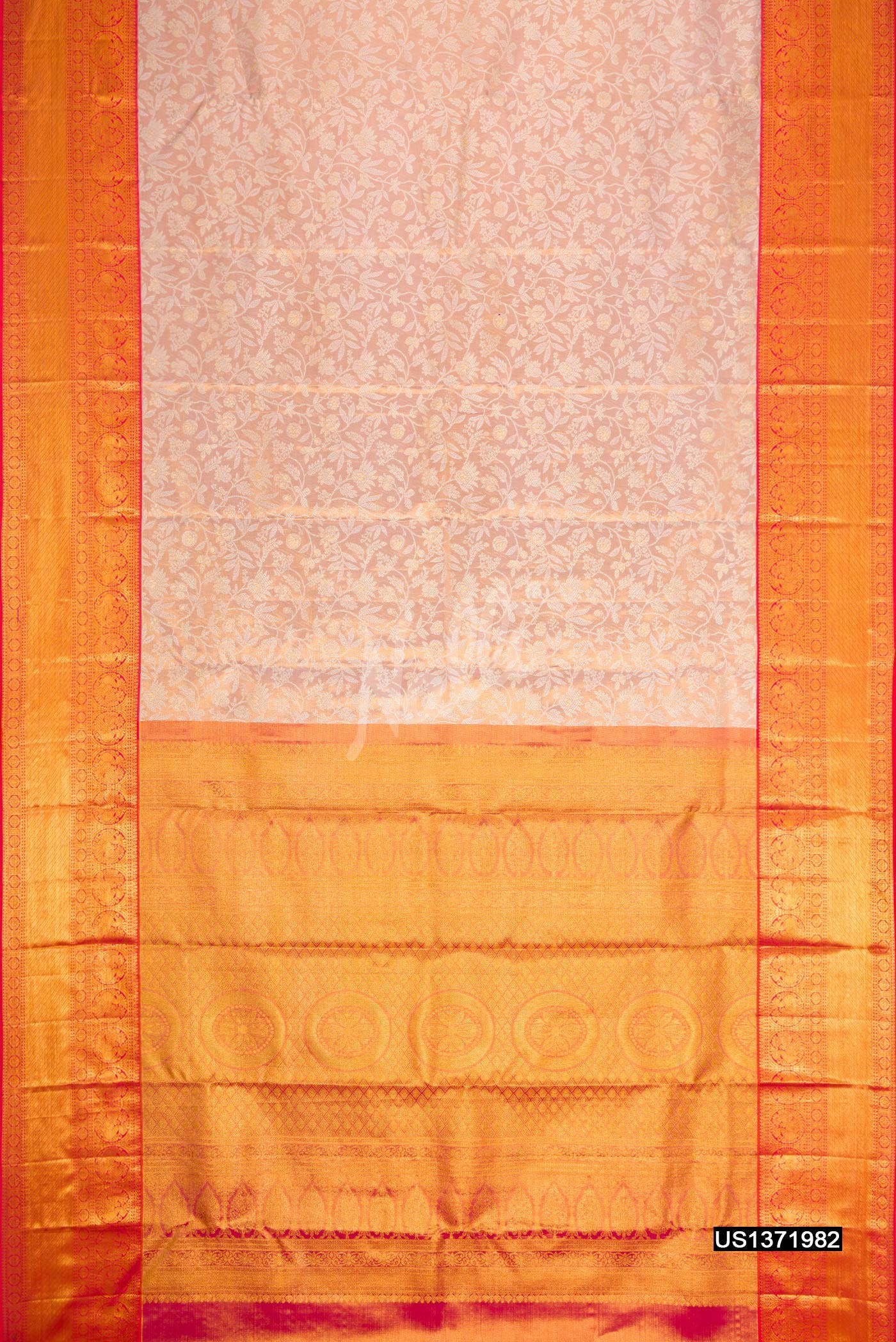 Golden Peach Kanchipuram Tissue Silk Saree