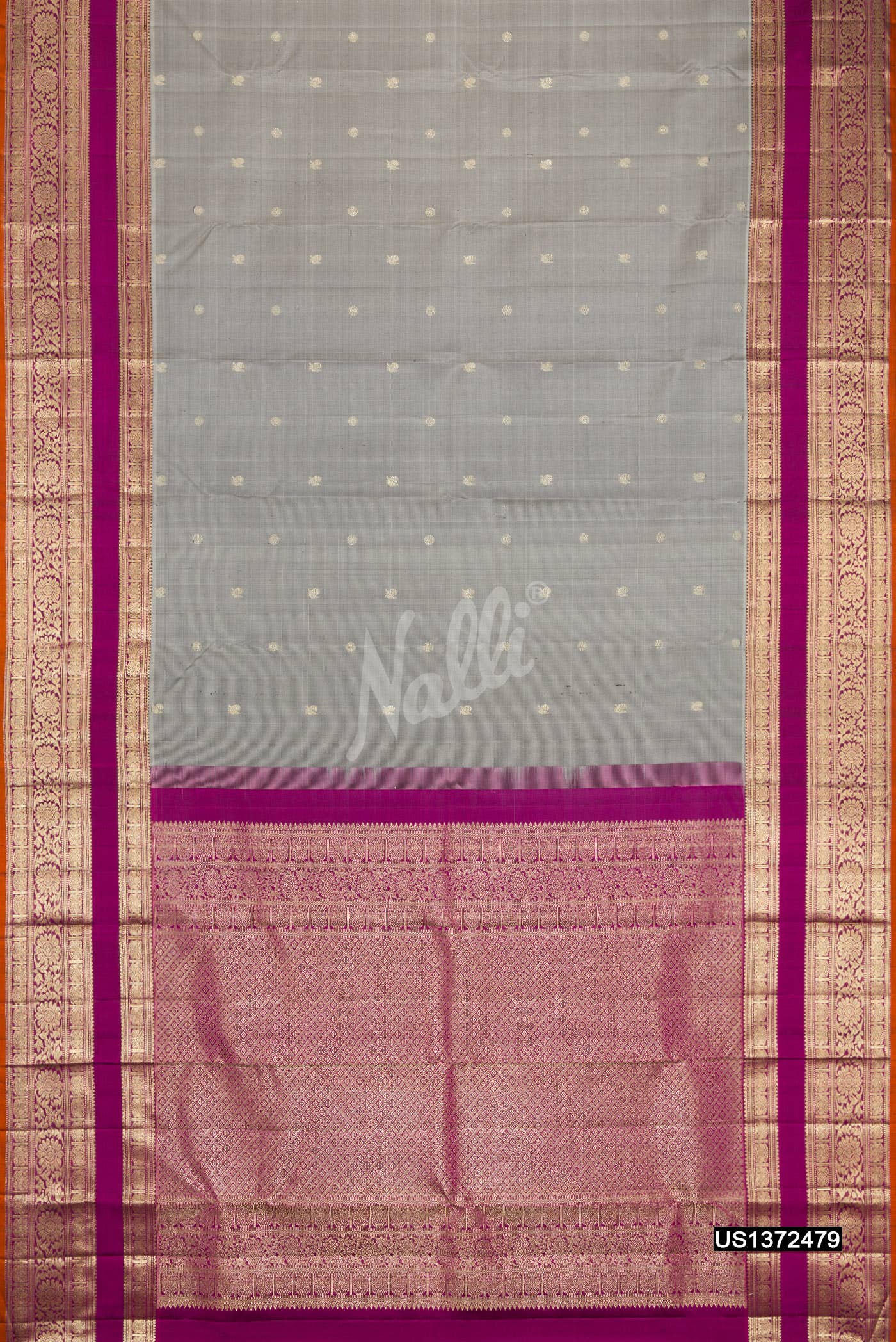 Grey Kanchipuram Silk Saree