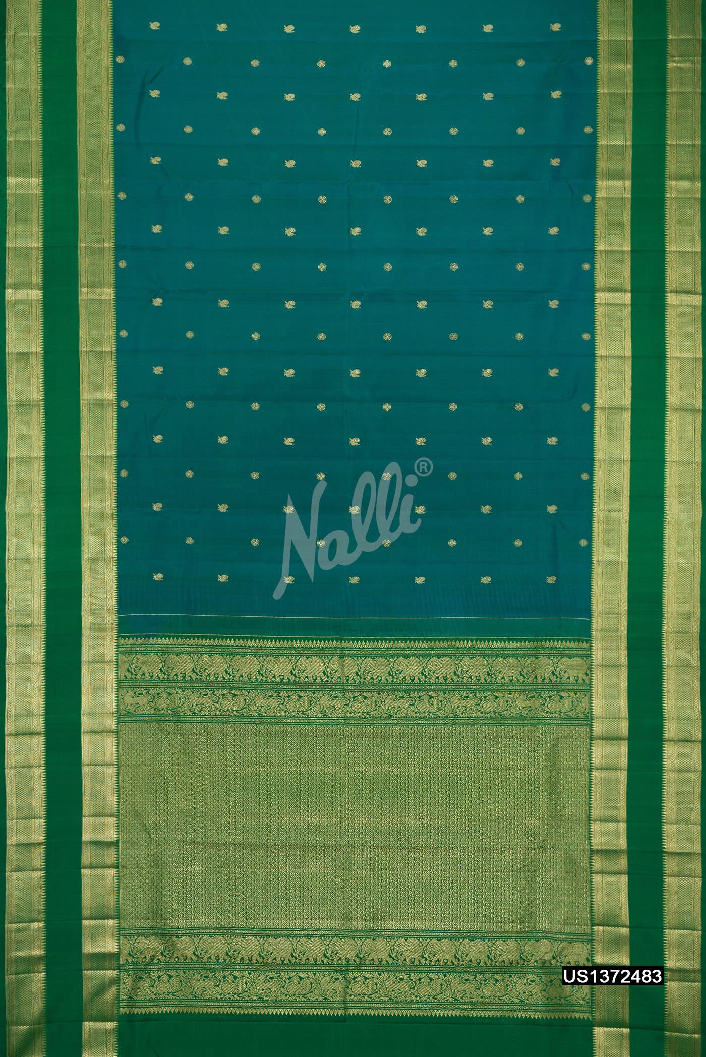 Peacock Blue Kanchipuram Silk Saree