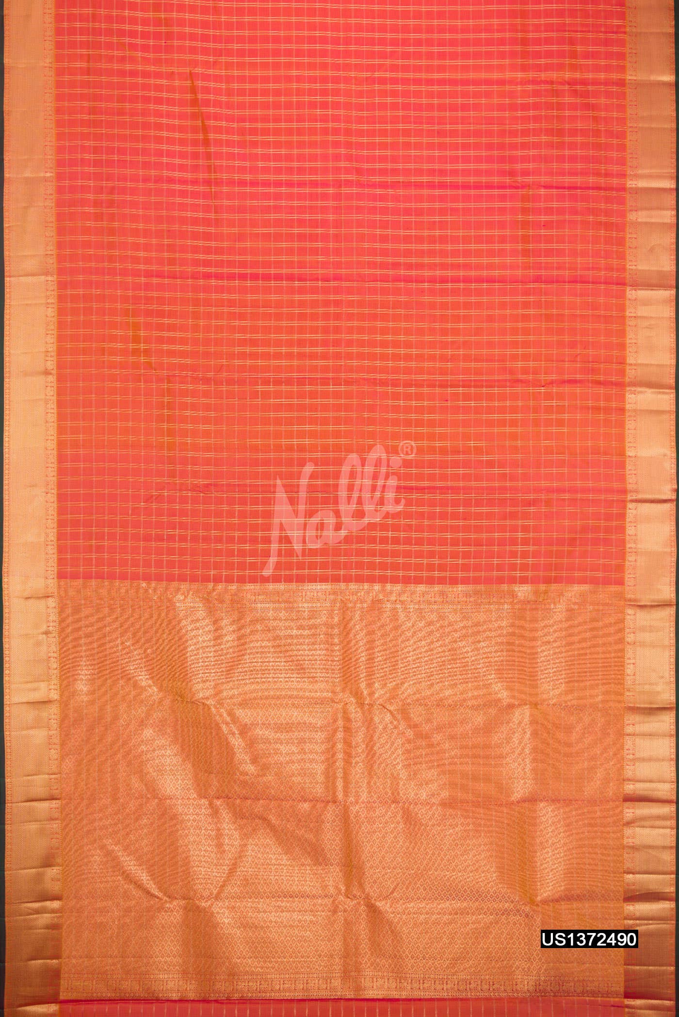 Golden Peach Kanchipuram Silk Saree