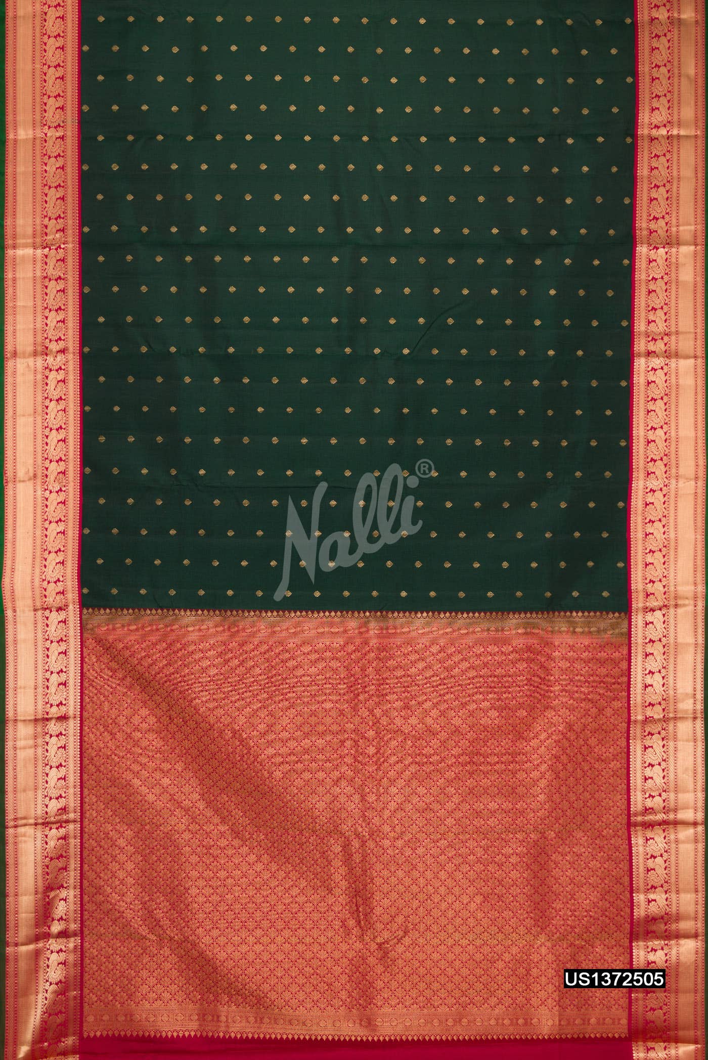 Bottle Green Kanchipuram Silk Saree