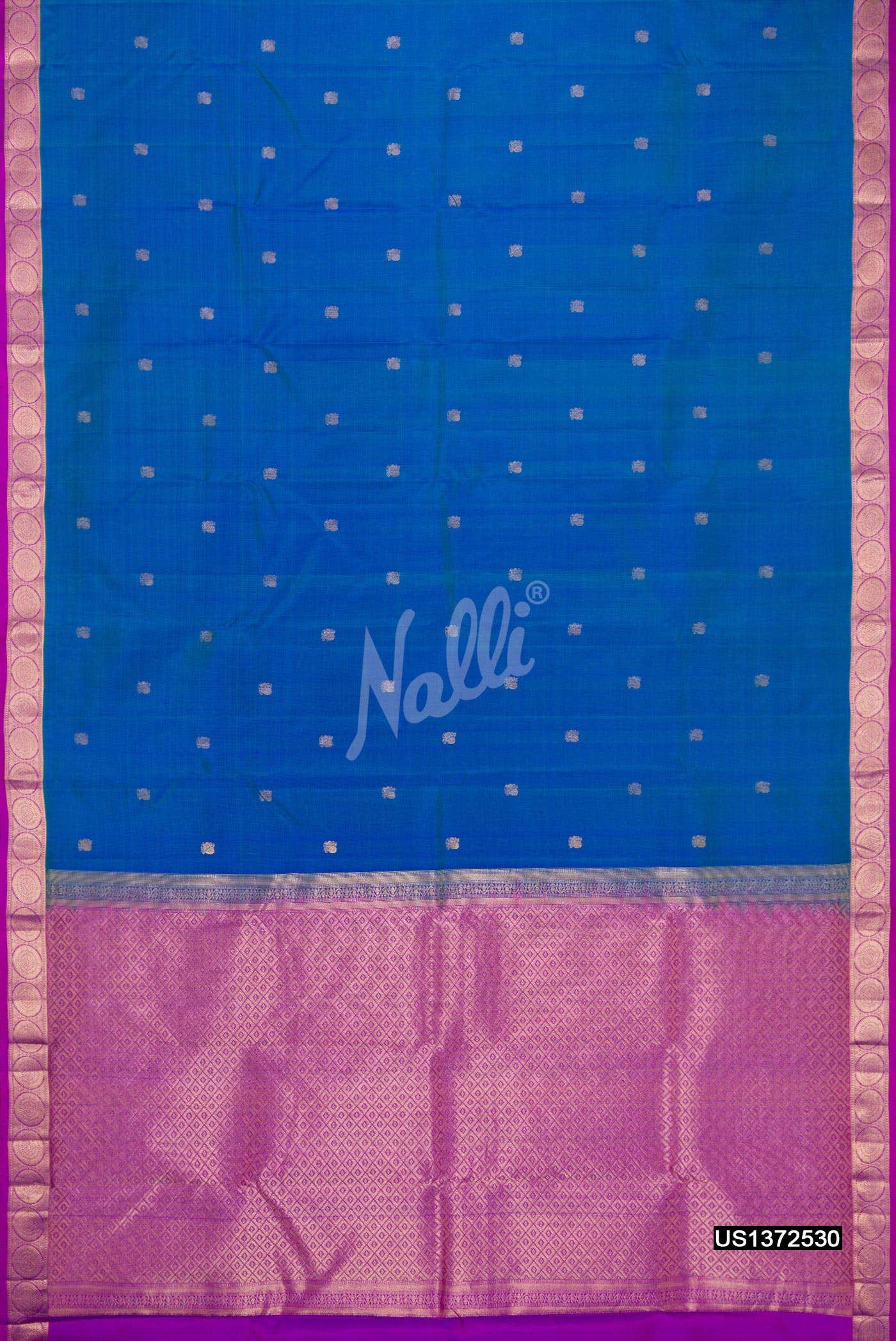 Peacock Blue Kanchipuram Silk Saree