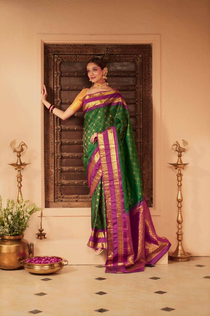 Vaidhehi-Bottle Green Kanchipuram Silk Saree