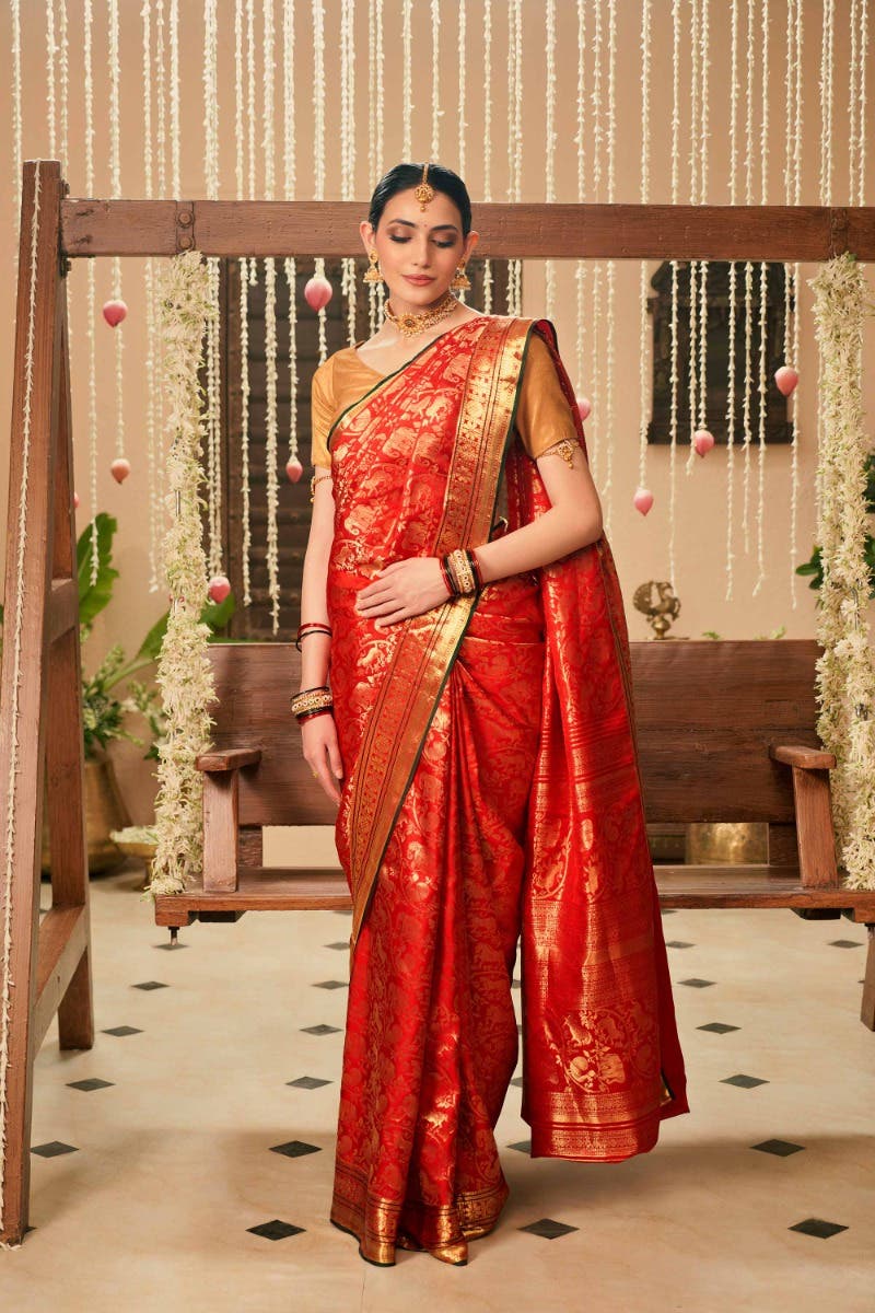 Vanalakshmi-Red Kanchipuram Silk Saree